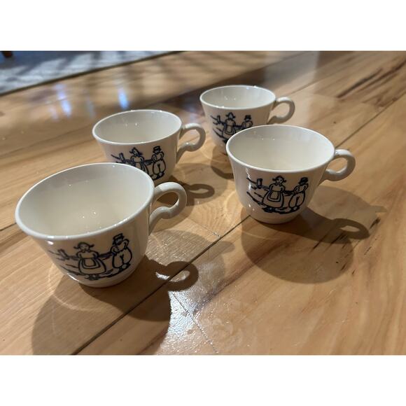 RARE VTG 14 Piece Tea Set Edwin M Knowles China Semi Vitreous Dutch Boy & Girl - Picture 3 of 14